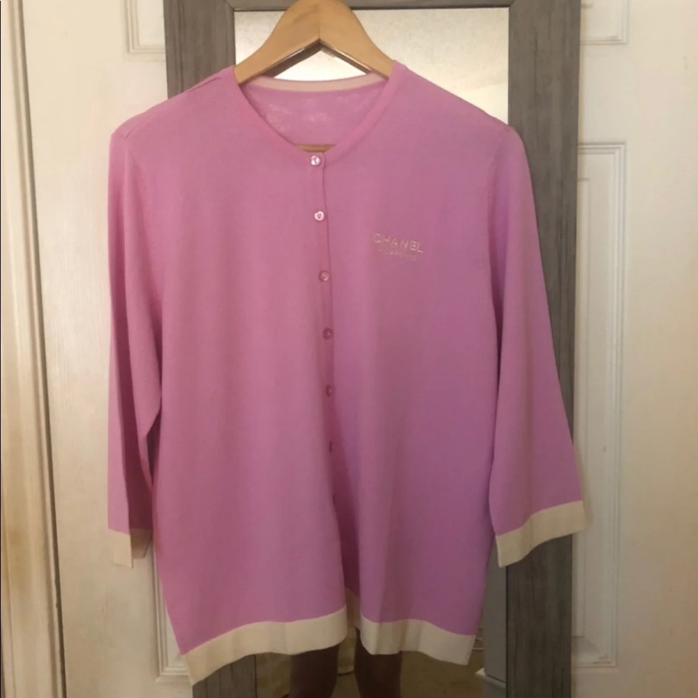 Chanel Parfums Cardigan with Camellia Pin